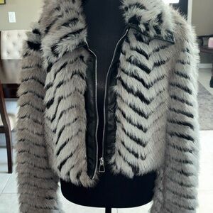 Gray Faux Fur Jacket